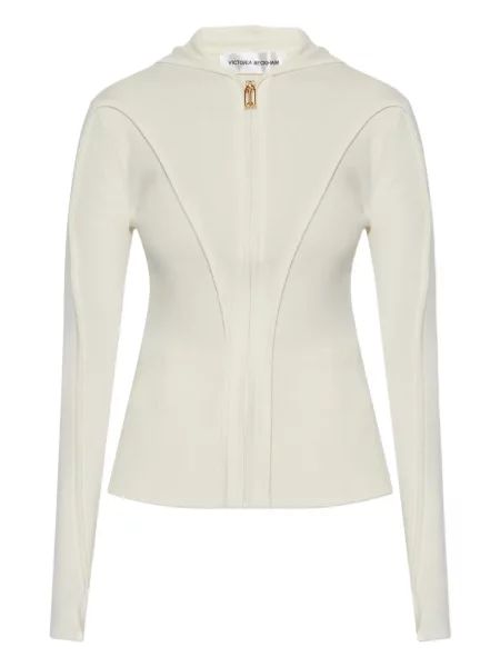 Geacă Victoria Beckham cu glugă alb