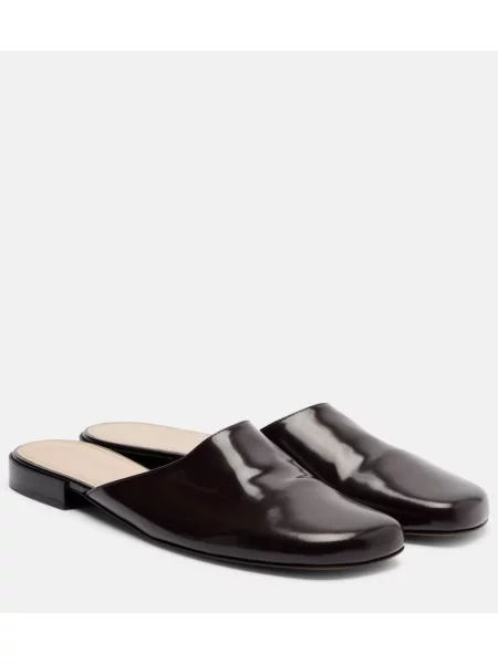 Papuci tip mules The Row din piele maro