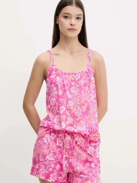 Пижама Lauren Ralph Lauren дамска тюркоазено розово