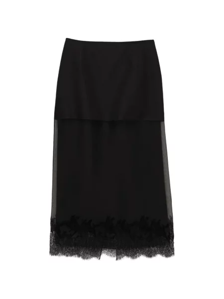 Fustă midi Carven din dantelă negru