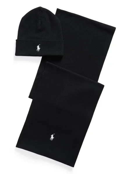 Polo Ralph Lauren Set Fular și Căciulă negru
