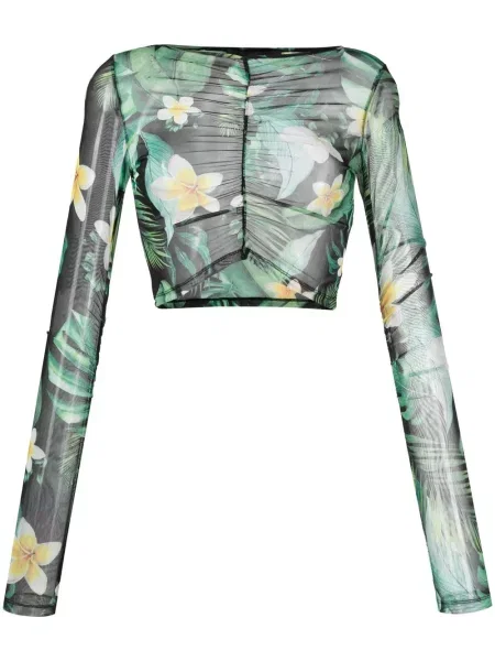 Cropp top Philipp Plein cu imagine tip Hawaii verde
