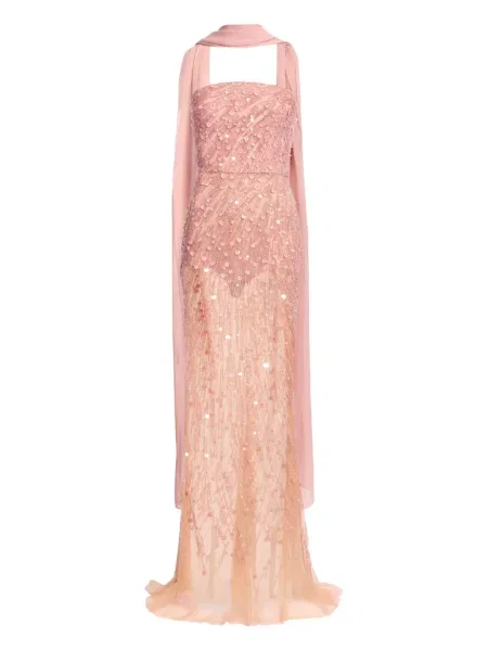 Maksi sukienka maxi Elie Saab bez ramiączek garniturowa różowa