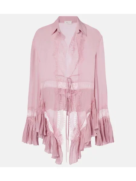 Cămașă Blumarine transparente din dantelă roz