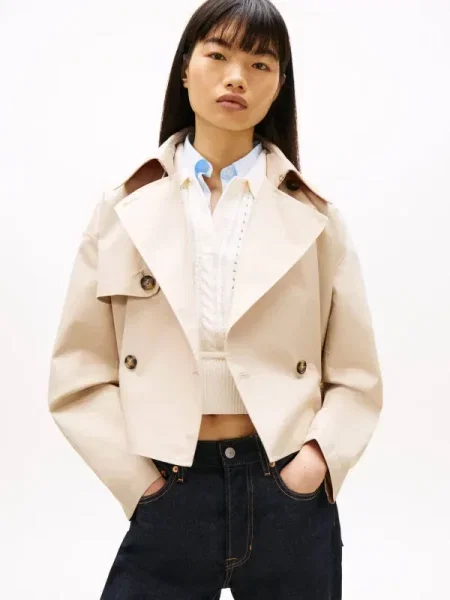 Kabát Tommy Jeans bézs