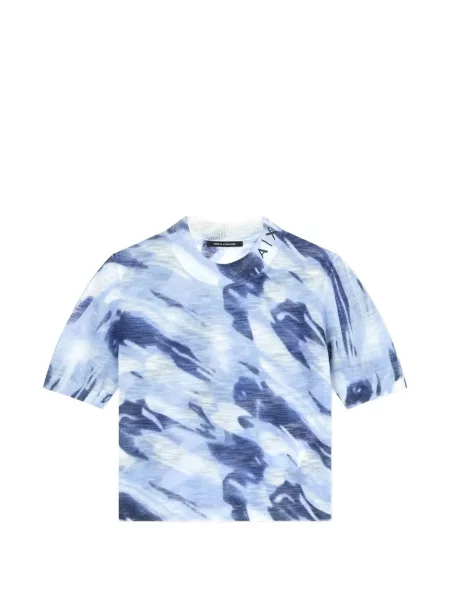 Scurt pulover Armani Exchange cu imagine cu imprimeu abstract albastru