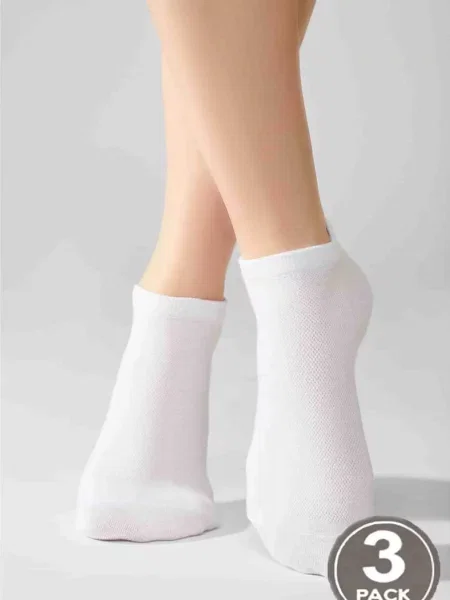 Женские носочки 3 шт. den 8 SOCKS COTTON MESH LOW білі