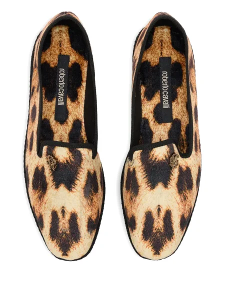 Pantofi loafer Roberto Cavalli cu imagine cu model leopard maro