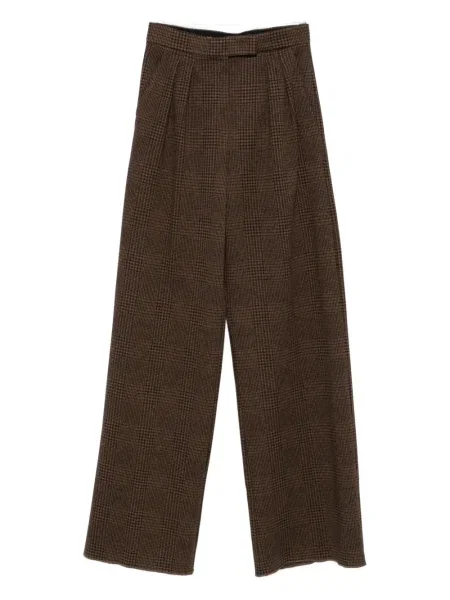 Pantaloni Max Mara în carouri plisate maro