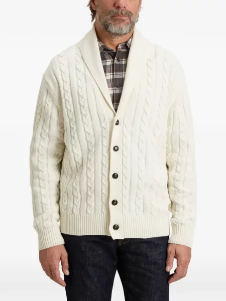 Gulerat cardigan Woolrich tricotate alb