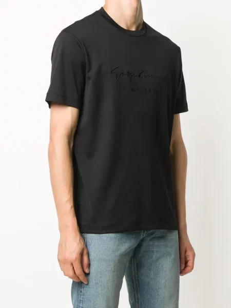 Tričko Giorgio Armani s výšivkou černé
