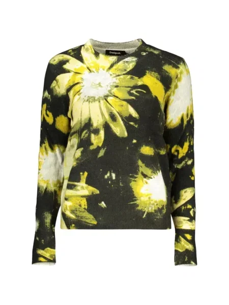 Pulover Desigual cu model floral cu imagine cu decolteu rotund negru