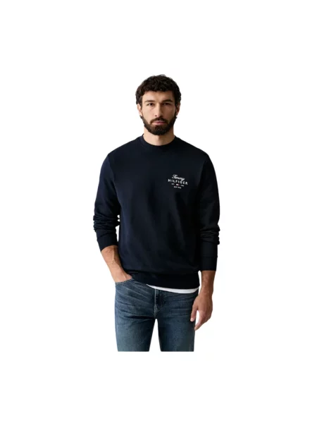 Bluza Tommy Hilfiger frotte niebieska
