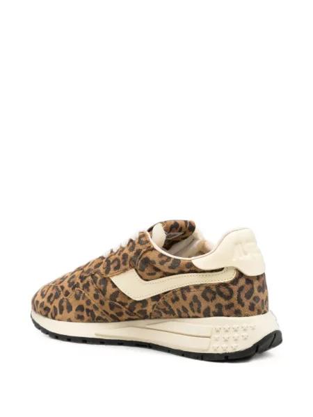 Sneakerși Autry din piele cu imagine cu model leopard maro