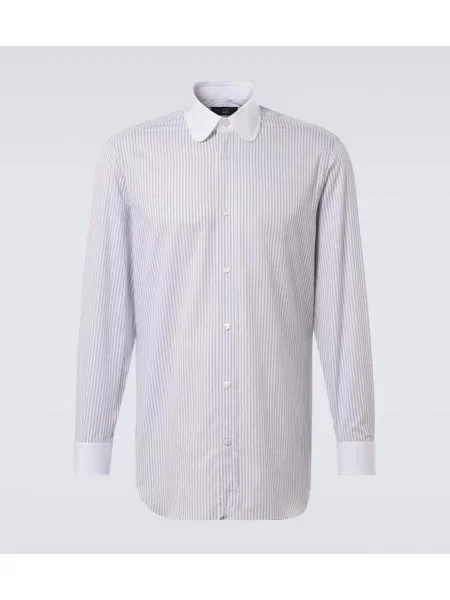 Cămașă Dunhill cu dungi din țesătură twill gri