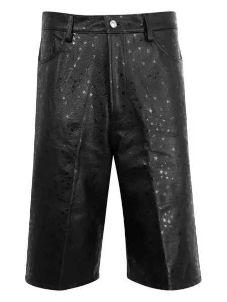 Pantaloni scurți cargo Nahmias din piele cu imagine negru