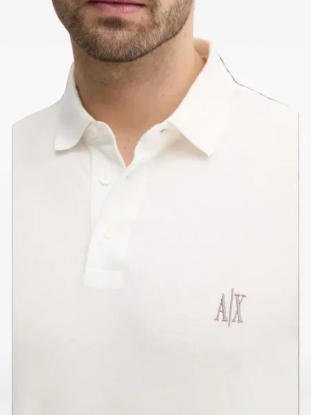 Tricou polo Armani Exchange cu autograf alb