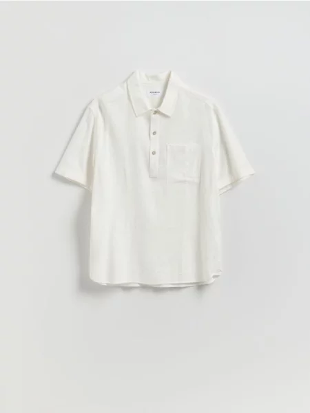 Reserved Cămașă cu adaos de in alb