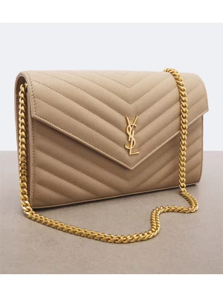 Kožený náhrdelník Saint Laurent béžová