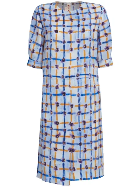 Rochie midi Marni cu model floral cu imagine asimetrică albastru