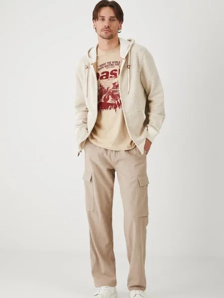 Льняні штани Medicine пряма бежевий