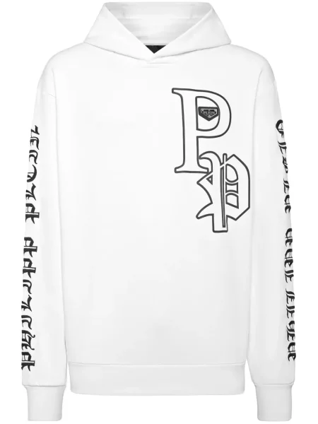 Hanorac cu glugă Philipp Plein alb