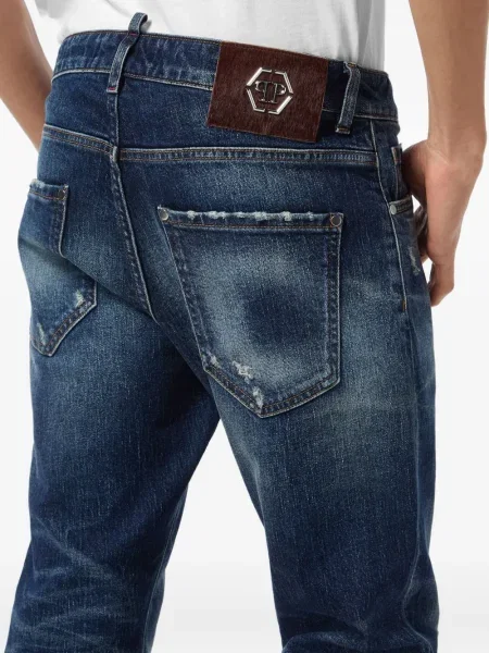 Blugi Philipp Plein zdrențuiți albastru