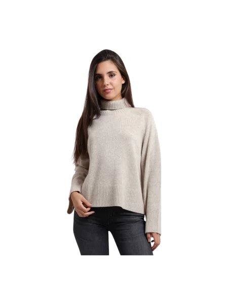 Sweter z golfem Boss z kaszmiru beżowy