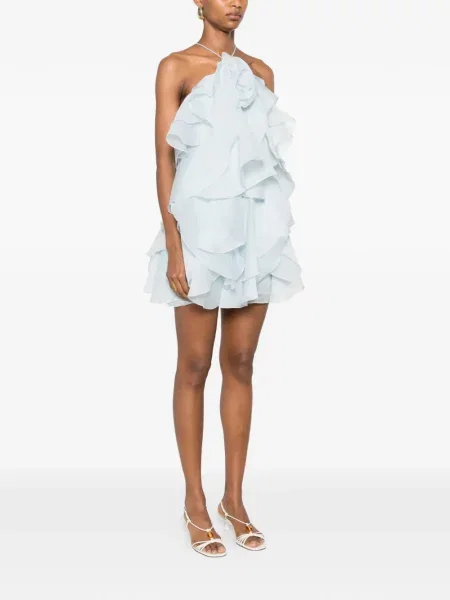 Rochie mini Aje cu volane albastru