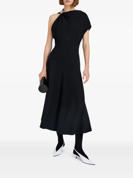 Drapiruota midi suknelė Proenza Schouler iki kelių vieno peties juoda