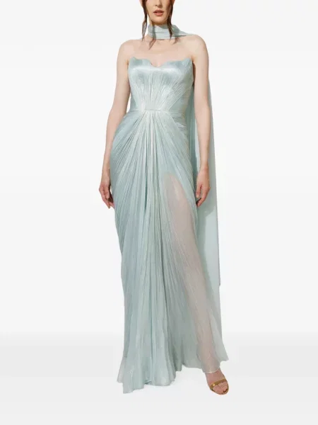 Rochie maxi Iris Serban de mătase albastru