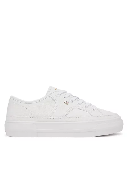 Sneakersy z prawdziwej skóry Tommy Hilfiger białe