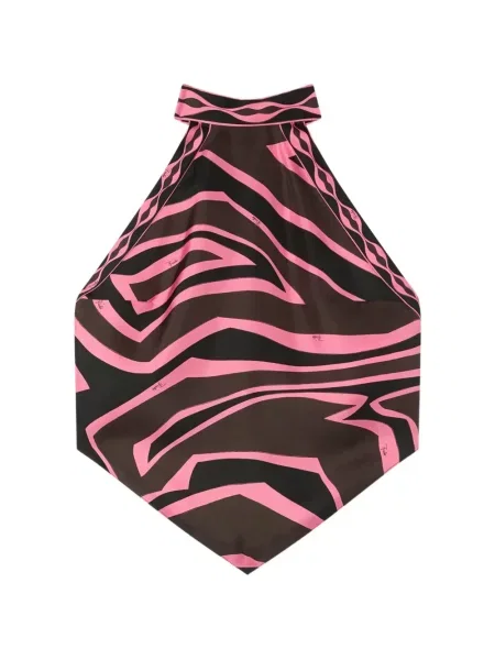 Top Pucci de mătase cu imagine negru
