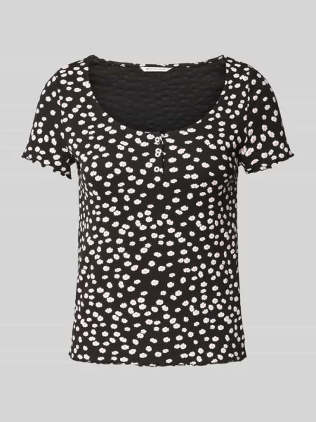 T-shirt z efektem prążkowania Tom Tailor Denim czarna
