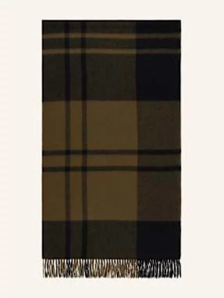 Barbour szalik wełniany wzorzysty zielony