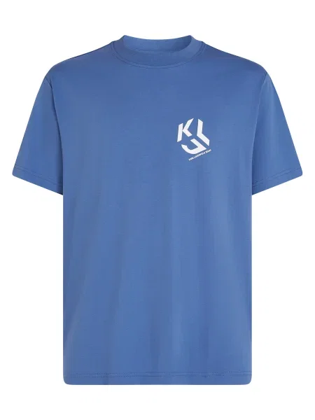 KARL LAGERFELD JEANS Tricou MONOGRAM / alb natural albastru