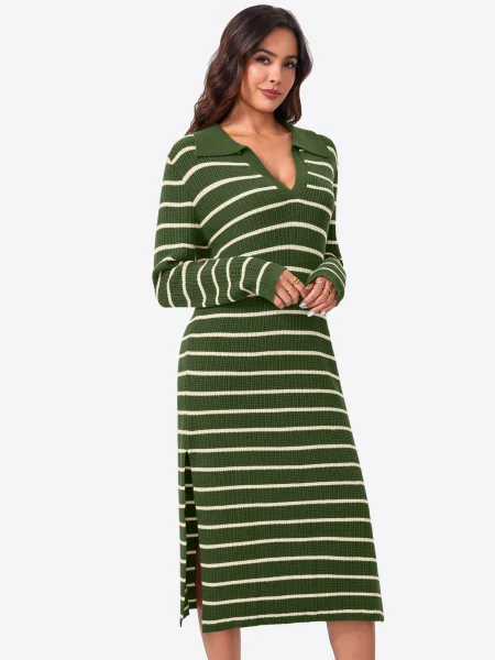 Imily Bela Rochie tricotat ecru verde