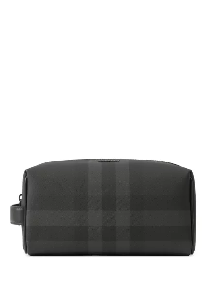 Geantă de călătorie Burberry din piele în carouri gri