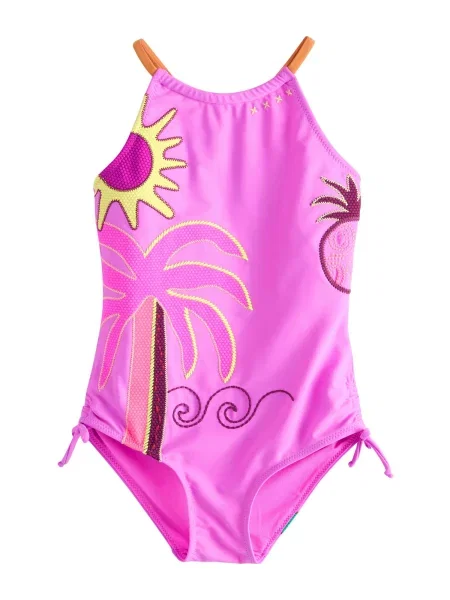 Next Costum de baie întreg cyan mov orhidee / roz galben