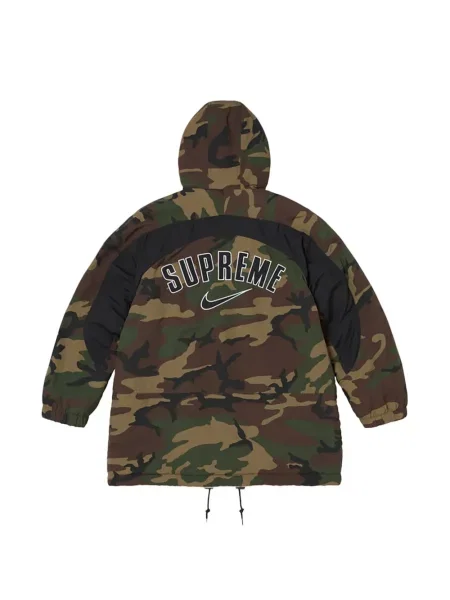 Reversibil geacă parka Supreme cu blană verde