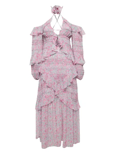 Костюм рокля For Love & Lemons на цветя с принт розово