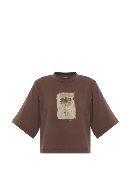 Decupat tricou Palm Angels cu imagine maro