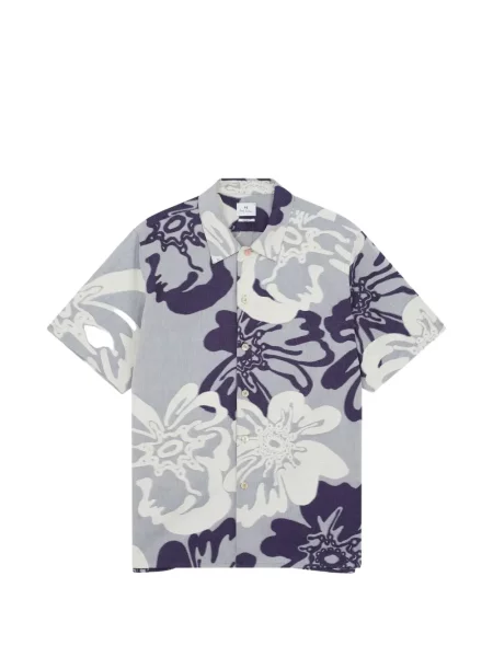 Cămașă Ps Paul Smith cu model floral din jacard albastru