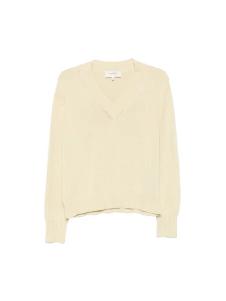 Sweter Second/layer z dekoltem w serek żółty