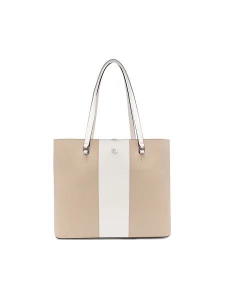 Shopperka Lauren Ralph Lauren skórzana beżowa