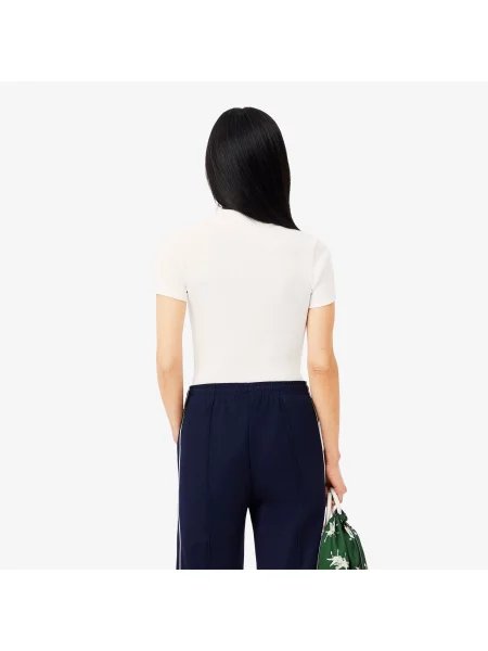Lacoste Koszulka Polo Slim Fit W Prążki biała