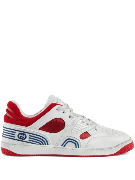Sneakerși Gucci Basket cu șireturi din dantelă alb