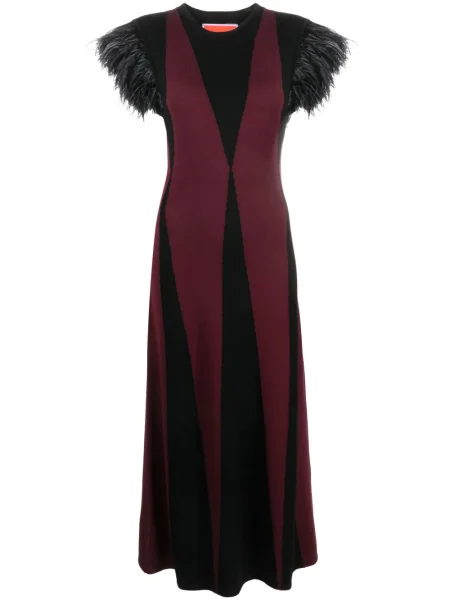 Dzianinowa sukienka La Doublej z wzorem argyle garniturowa czerwona