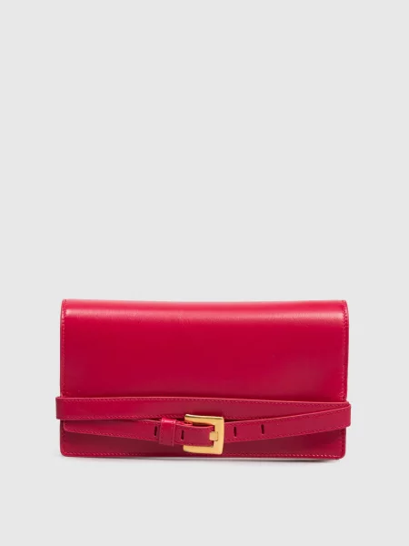 Шкіряний клатч Balmain рожевий