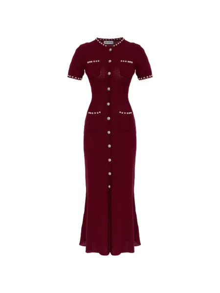 Dzianinowa sukienka midi Self-portrait do kolan garniturowa czerwona